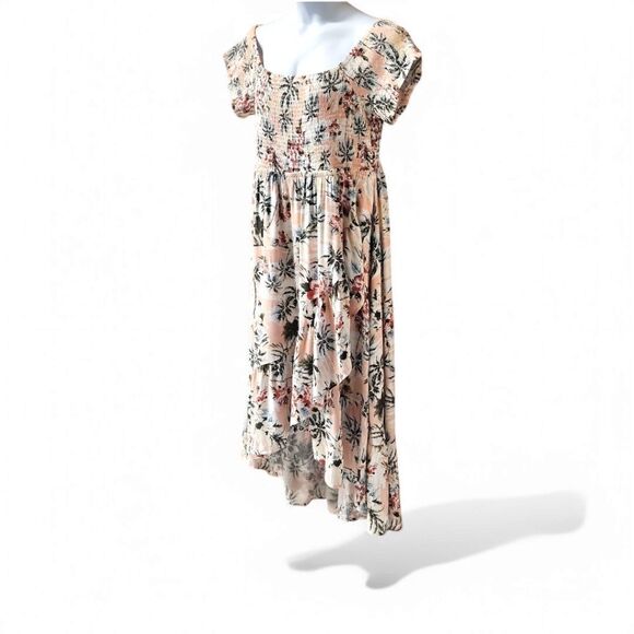 TORRIDβ Black Floral Tropical Print Challis Hi-Lo Off Shoulder Maxi Dress 3X - Picture 6 of 16